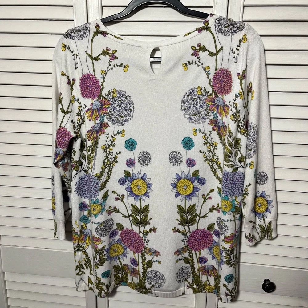 NWOT Joseph A. Floral Long Sleeve Lightweight Sweater, Size L - Picture 5 of 11